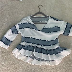 Striped long sleeve ruffle shirt